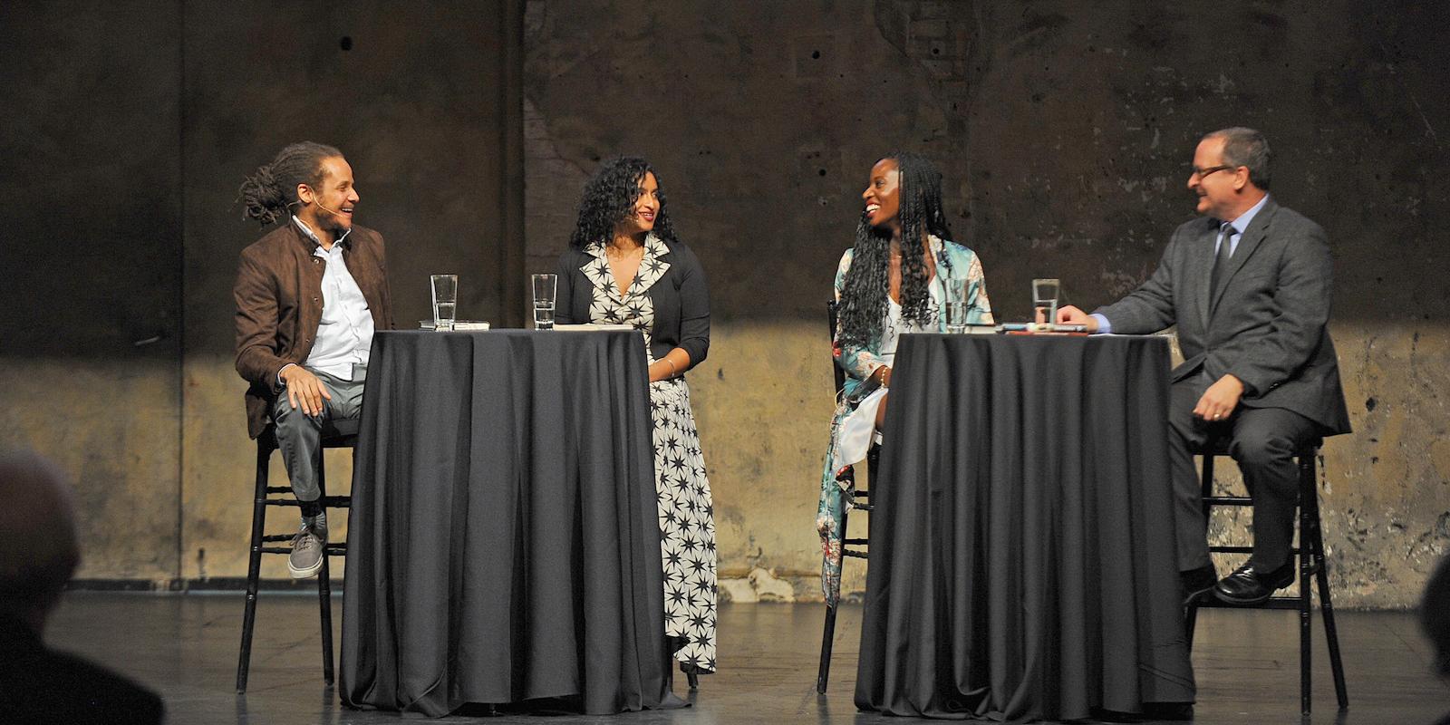 Jamel Brinkley, Tarfia Faizullah, Wayetu Moore, and Jeff Shotts at the 2018 Graywolf Literary Salon