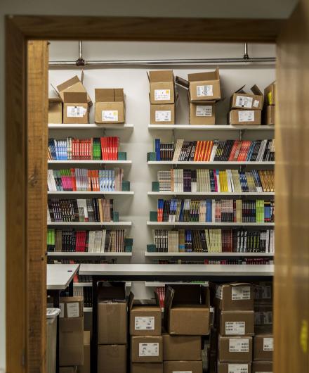 Bookshelves in the Graywolf office